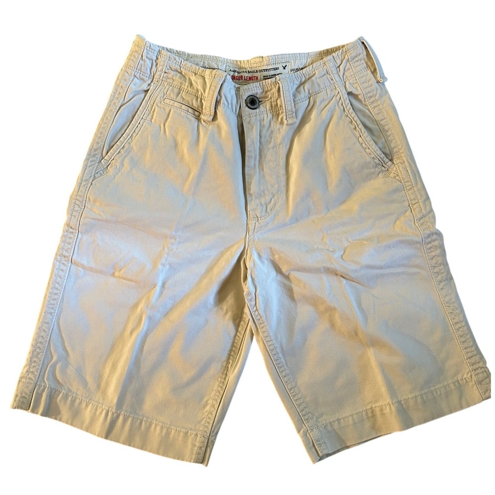 American Eagle Outfitters Mens Shorts Longer Length Chino Beige Size 28 Y2K Prep